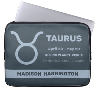 Custom Name / Text Zodiac Sign Taurus Laptop Sleeve
