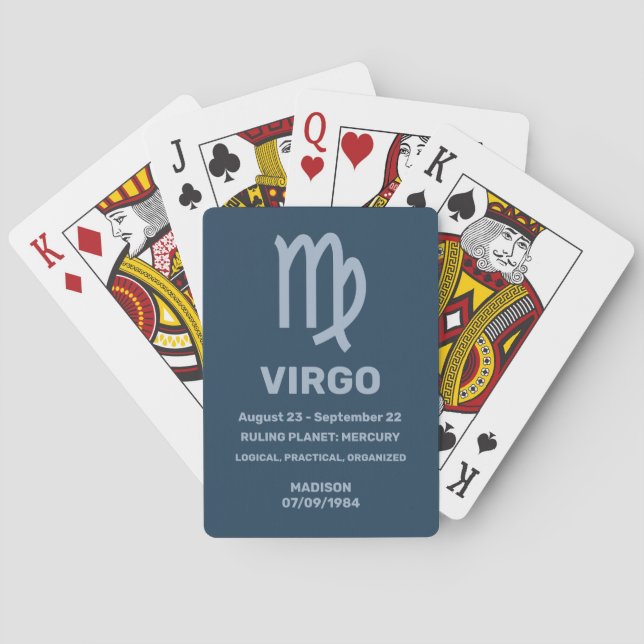 Custom Name / Text Zodiac Sign Virgo Playing Cards (Back)