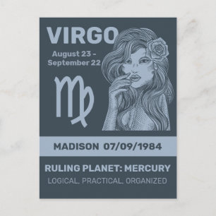 Custom Name / Text Zodiac Sign Virgo Postcard