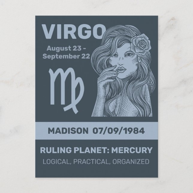 Custom Name / Text Zodiac Sign Virgo Postcard (Front)