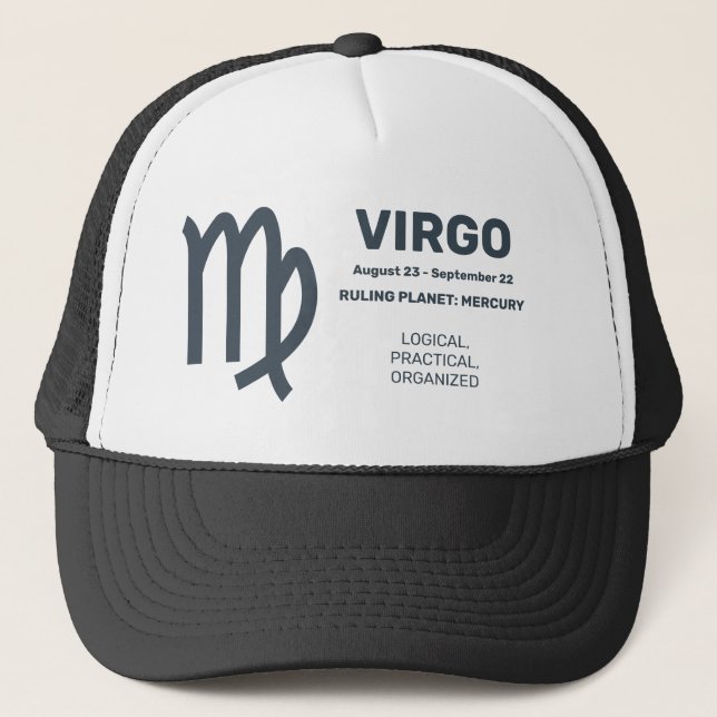 Custom Name / Text Zodiac Sign Virgo Trucker Hat (Front)