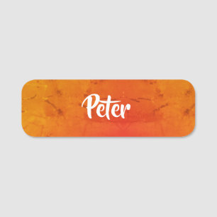 Custom name textured orange name tag