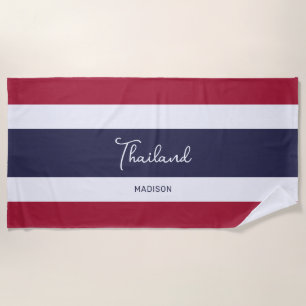 Custom Name Thailand Colours Beach Towel