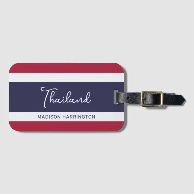 Custom Name Thailand Colours Luggage Tag (Front Horizontal)