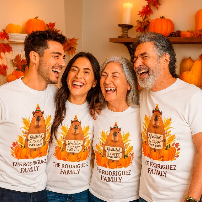 Custom name Thanksgiving Capybara Cappy Ever After T-Shirt (Creator Uploaded)