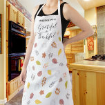 Custom Name Thanksgiving Friendsgiving Leaves  Apron<br><div class="desc">This rustic apron is decorated with watercolor fall leaves and white pumpkins and the words Grateful & Thankful in stylish typography. All the text is easily customizable. Use the Design Tool to change the text size, style, or colour. As we create our artwork you won't find this exact image from...</div>