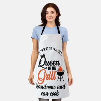 Custom name The queen of the grill chef Apron
