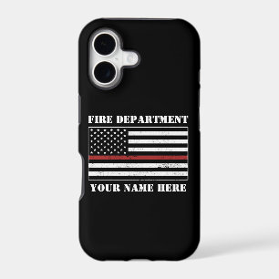 Custom Name Thin Red Line Flag Proud Firefighter