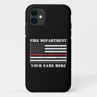 Custom Name Thin Red Line Flag Proud Firefighter