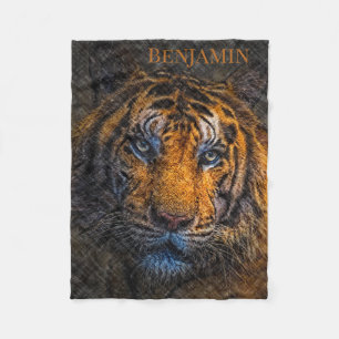 Custom Name Tiger Face Fleece Blanket