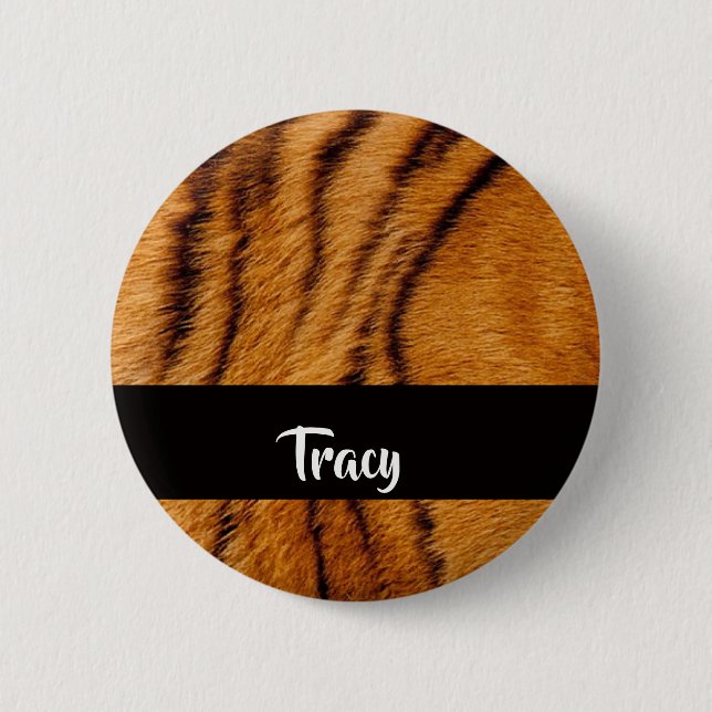 Custom name tiger skin 2 inch round button (Front)