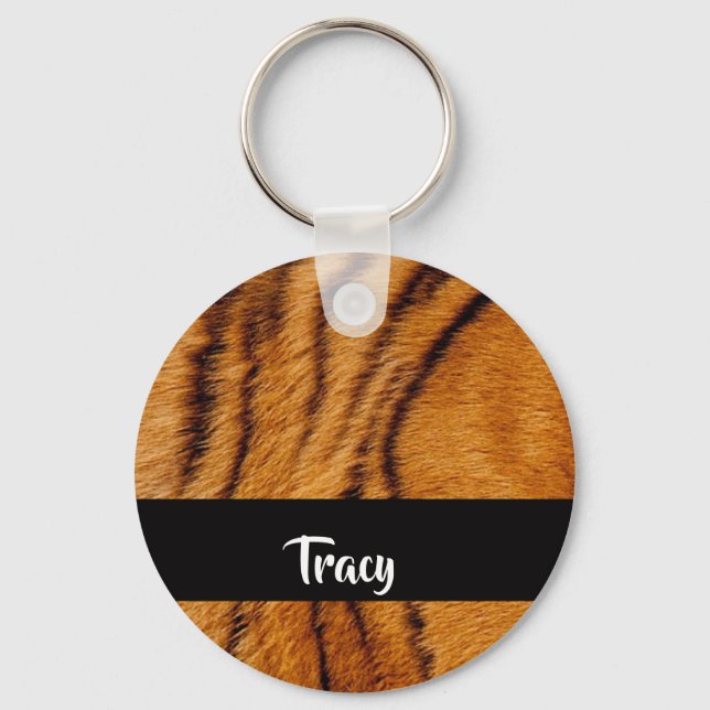 Custom name tiger skin keychain (Front)