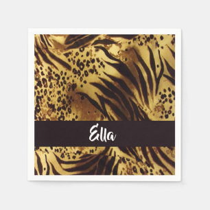 Custom name tiger skin print napkin