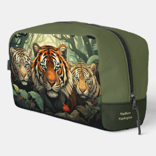 Custom Name Tigers Illustration Dopp Kit