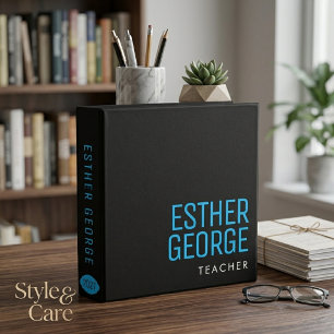 Custom Name Title and Year Professional Stylish Binder