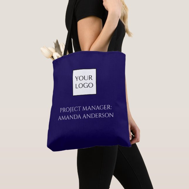 Custom Name Title Business Logo Tote Bag (Close Up)