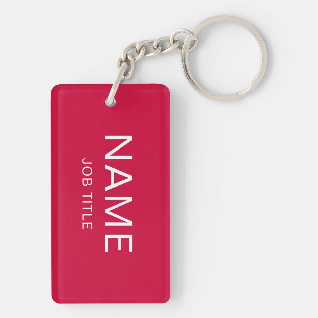 Custom Name & Title Rectangle Keychain (2-Sided) (Back)