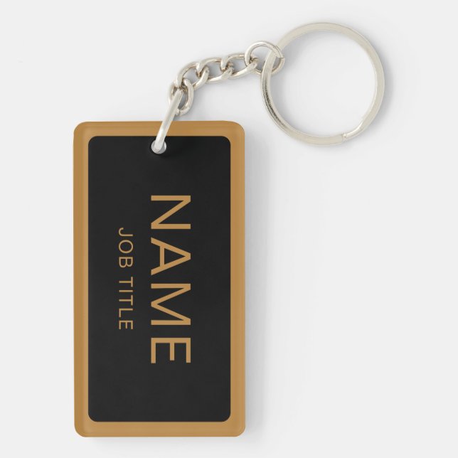 Custom Name & Title Rectangle Keychain (2-Sided) (Back)