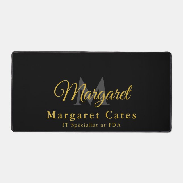 Custom Name & Title with Monogram - Desk Mat (Front)