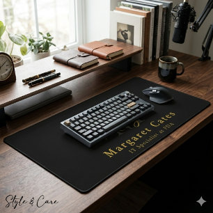 Custom Name & Title with Monogram - Desk Mat