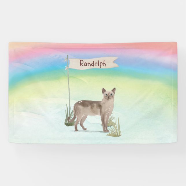Custom Name Tonkinese Cat Pet Banner (Horizontal)