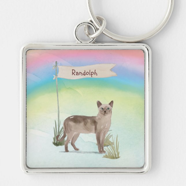 Custom Name Tonkinese Cat Pet Keychain (Front)