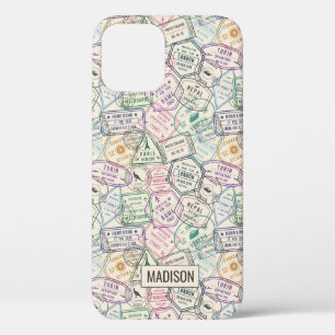 Custom name Travel Stamps Pattern phone cases