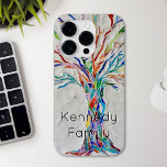 Custom Name Tree iPhone 15 Pro Max Case<br><div class="desc">Celebrate your family with this eye catching phone case. It is decorated with a print of an original mosaic. It features a tree made of tiny pieces of coloured glass set into a pale grey background. Customize it by changing the name to that of your family. Original Mosaic Design ©...</div>