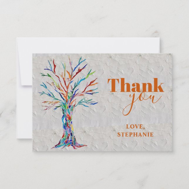 Custom Name Tree of Life Rust Thank You  Card (Front)