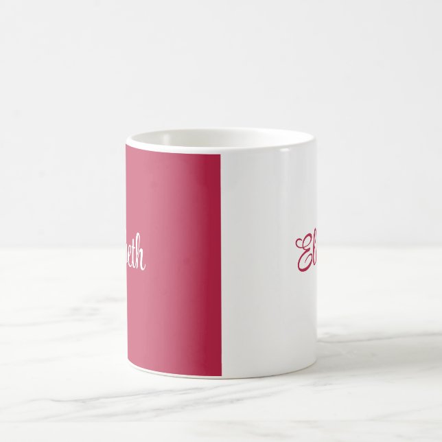 Custom Name Trend Colour Viva Magenta Elegant Coffee Mug (Center)