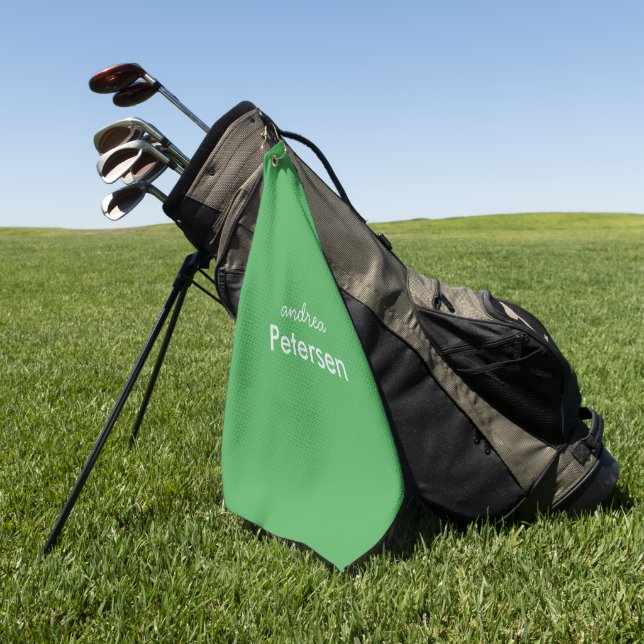 Custom name trendy modern minimalist golf towel (Green)