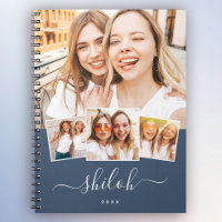 Custom Name Trendy Modern Script 4 Photo Collage