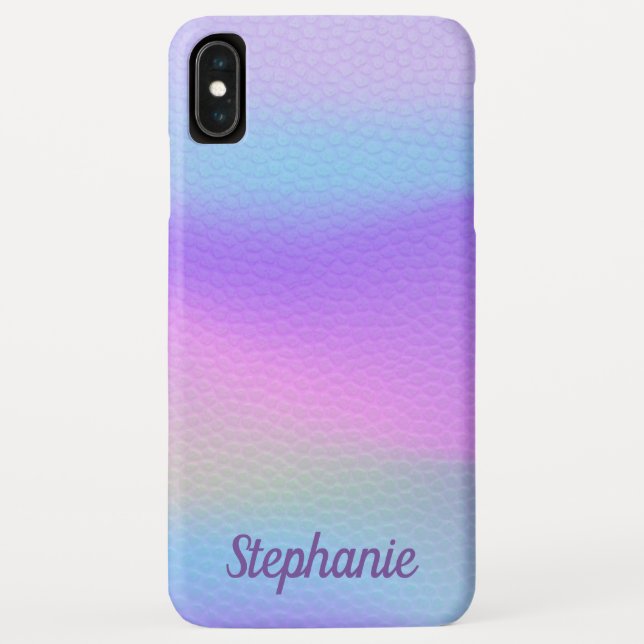 Custom Name Trendy Rainbow Leather Texture Apple Case-Mate iPhone Case (Back)