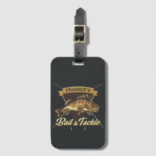 Custom NAME Trophy Fishing Angler Bait Tackle Shop Luggage Tag