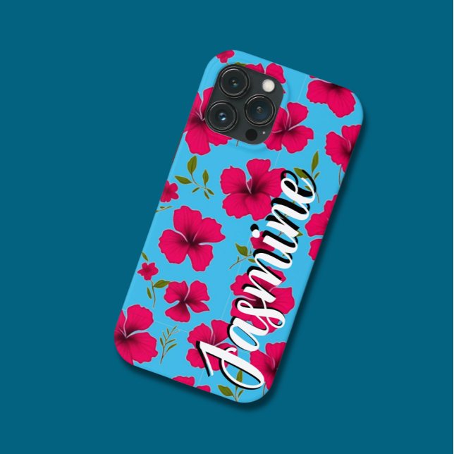 Custom Name Tropical Bold Flower - Phone Case (Tropical  print name phone  case)