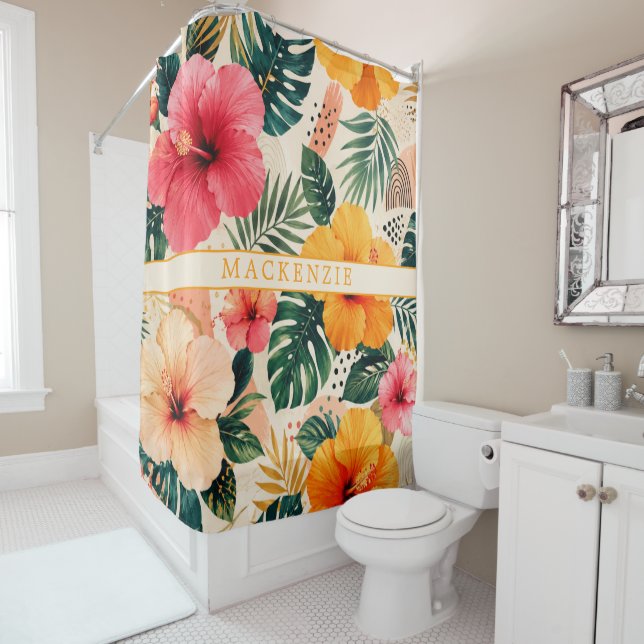Custom Name Tropical Hibiscus Floral Pattern (In Situ)