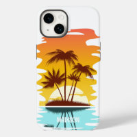 Custom Name Tropical Island Sunset