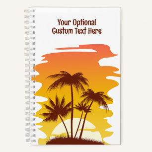 Custom Name Tropical Island Sunset Notebook