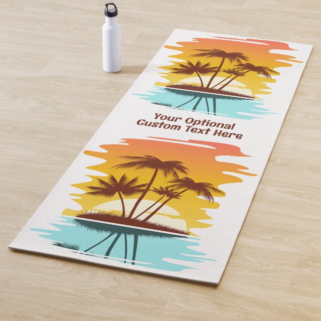 Custom Name Tropical Island Sunset Yoga Mat (In Situ)
