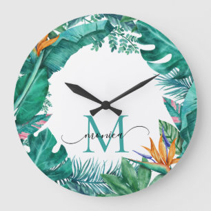 Custom Name Tropical Large Clock
