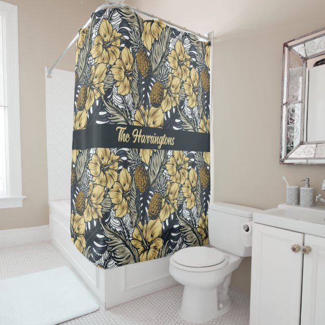 Custom Name Tropical Leafs and Flowers Pattern (In Situ)