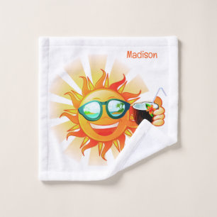 Custom Name Tropical Sun Wash Cloth