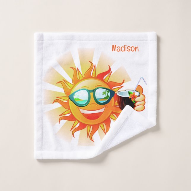 Custom Name Tropical Sun Wash Cloth (Wash Cloth)