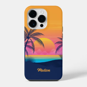 Custom Name Tropical Sunset iPhone 14 Pro Case