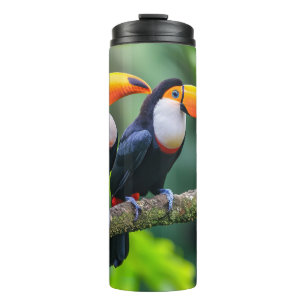 Custom Name Tropical Toucans Thermal Tumbler