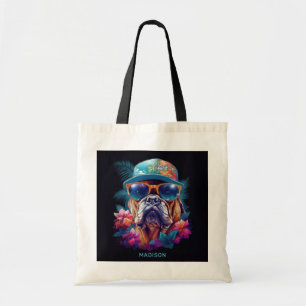 Custom Name Tropical Vacation Dog Tote Bag