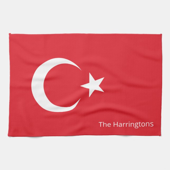 Custom Name Turkey Flag Kitchen Towel (Horizontal)