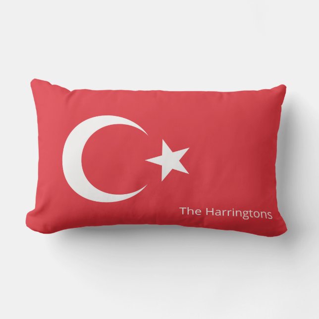 Custom Name Turkey Flag Lumbar Pillow (Front)