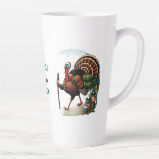 Custom name, turkey hiking  latte mug