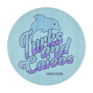 Custom Name Turks and Caicos Dolphin Cutting Board
